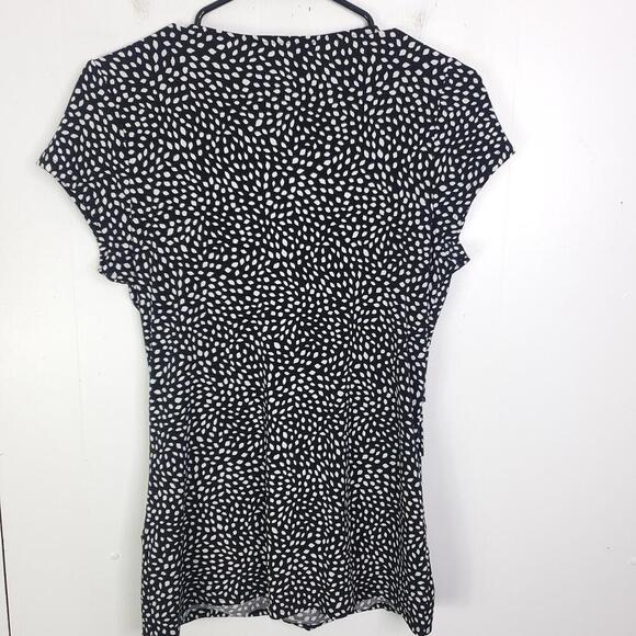 Whbm Top Womens Small Ruffle Front V Neck Short Sleeve Fitted Polka Dots - Picture 11 of 11